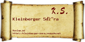 Kleinberger Sára névjegykártya